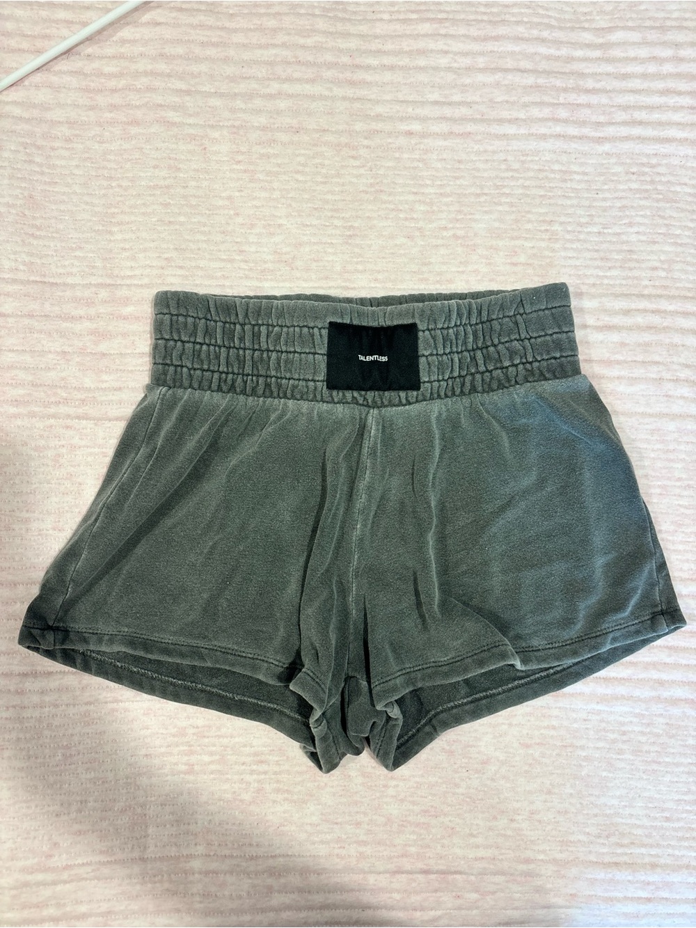 TALENTLESS High-Waist Plush Shorts - Charcoal